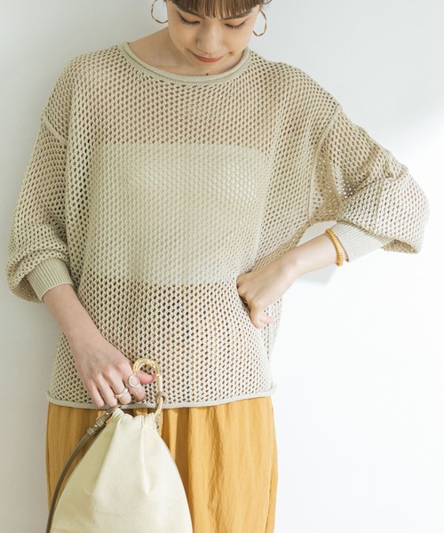 アーバンリサーチドアーズ URBAN RESEARCH DOORS *コットンメッシュニットプルオーバー*Mアイボリー綿(1-2504-535)【92E52】【92E52】 URBAN RESEARCH（アーバンリサーチ）の「メッシュニットプル
