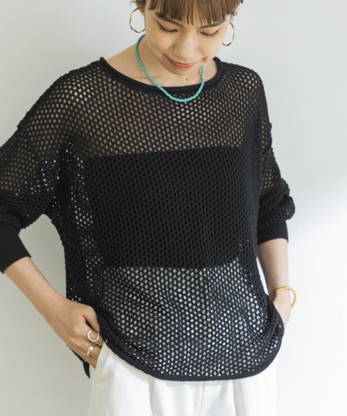 URBAN RESEARCH（アーバンリサーチ）の「メッシュニットプルオーバー（ニット/セーター・レディース・ブラック/ボルドー/ベージュ系その他・FREE）」の2枚目の写真