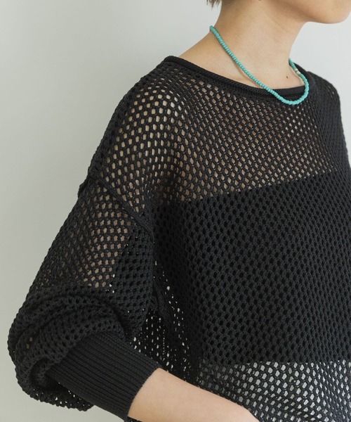 URBAN RESEARCH（アーバンリサーチ）の「メッシュニットプルオーバー（ニット/セーター・レディース・ブラック/ボルドー/ベージュ系その他・FREE）」の4枚目の写真