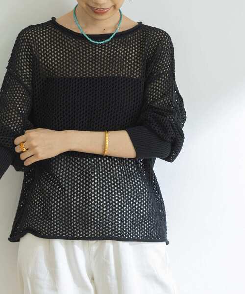 URBAN RESEARCH（アーバンリサーチ）の「メッシュニットプルオーバー（ニット/セーター・レディース・ブラック/ボルドー/ベージュ系その他・FREE）」の5枚目の写真