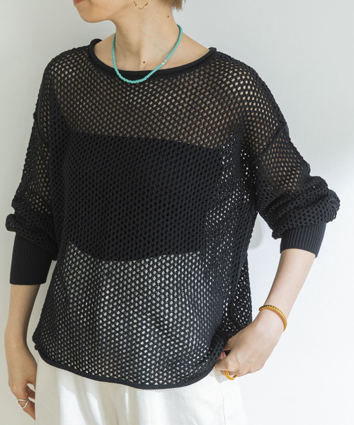 URBAN RESEARCH（アーバンリサーチ）の「メッシュニットプルオーバー（ニット/セーター・レディース・ブラック/ボルドー/ベージュ系その他・FREE）」の6枚目の写真