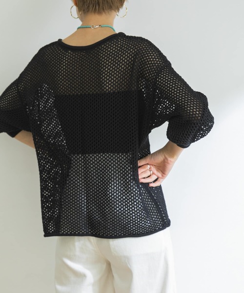 URBAN RESEARCH（アーバンリサーチ）の「メッシュニットプルオーバー（ニット/セーター・レディース・ブラック/ボルドー/ベージュ系その他・FREE）」の8枚目の写真