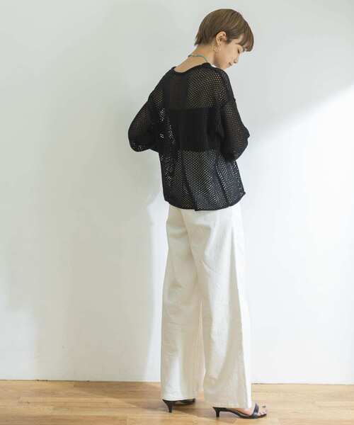 URBAN RESEARCH（アーバンリサーチ）の「メッシュニットプルオーバー（ニット/セーター・レディース・ブラック/ボルドー/ベージュ系その他・FREE）」の12枚目の写真