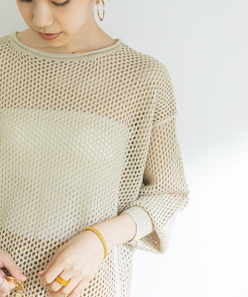 URBAN RESEARCH（アーバンリサーチ）の「メッシュニットプルオーバー（ニット/セーター・レディース・ブラック/ボルドー/ベージュ系その他・FREE）」の14枚目の写真