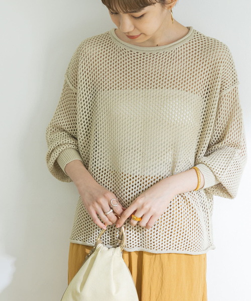URBAN RESEARCH（アーバンリサーチ）の「メッシュニットプルオーバー（ニット/セーター・レディース・ブラック/ボルドー/ベージュ系その他・FREE）」の16枚目の写真