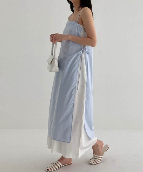 22 S S 春夏 韓国ファッション レイヤード風キャミワンピース ロング丈 ワンピース Dalfwin ダールフィン のファッション通販 Zozotown