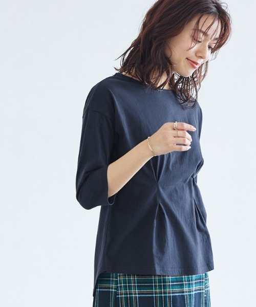Pierrot(ピエロ)の「スタイルアップカットソー(Tシャツ/カットソー・レディース・オフホワイト/ブラック/ネイビー/ピンク系その他・M/L)」の4枚目の写真