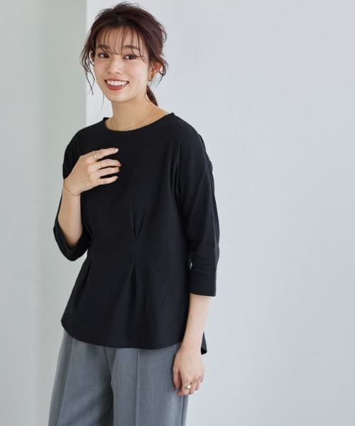 Pierrot(ピエロ)の「スタイルアップカットソー(Tシャツ/カットソー・レディース・オフホワイト/ブラック/ネイビー/ピンク系その他・M/L)」の3枚目の写真