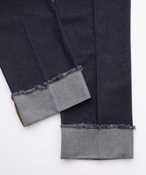 Chaco closet(チャコ クローゼット)の「ターンバックセンタープレスストレートデニムパンツ(デニムパンツ・レディース・ブラック/インディゴブルー/ブルー/チャコール・S/M/L)」の16枚目の写真