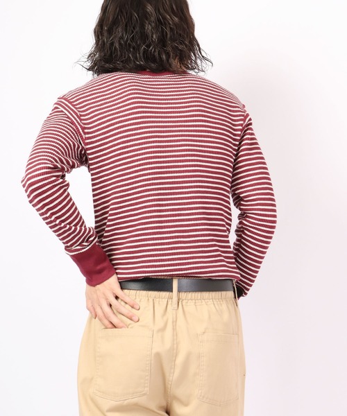 JEMORGAN(ジェーイーモーガン)の「JEMORGAN ワッフルボーダー長袖クルーネック(パック入)(Tシャツ/カットソー・メンズ・ホワイト×グリーン/杢グレー/レッド系その他/ホワイト×ネイビー/ナチュラル/チャコール・S/M/L/XL)」の21枚目の写真