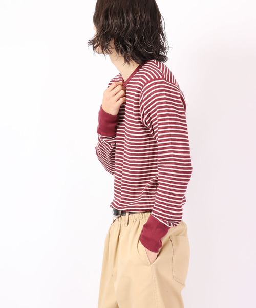 JEMORGAN(ジェーイーモーガン)の「JEMORGAN ワッフルボーダー長袖クルーネック(パック入)(Tシャツ/カットソー・メンズ・ホワイト×グリーン/杢グレー/レッド系その他/ホワイト×ネイビー/ナチュラル/チャコール・S/M/L/XL)」の22枚目の写真