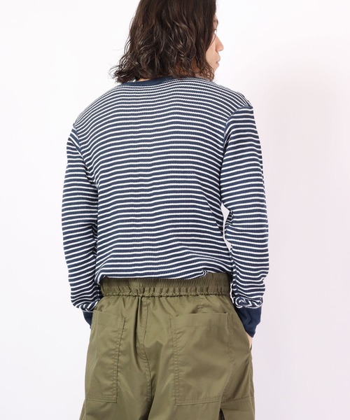 JEMORGAN(ジェーイーモーガン)の「JEMORGAN ワッフルボーダー長袖クルーネック(パック入)(Tシャツ/カットソー・メンズ・ホワイト×グリーン/杢グレー/レッド系その他/ホワイト×ネイビー/ナチュラル/チャコール・S/M/L/XL)」の14枚目の写真