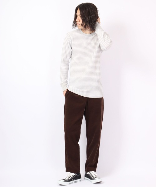 JEMORGAN(ジェーイーモーガン)の「JEMORGAN ワッフルボーダー長袖クルーネック(パック入)(Tシャツ/カットソー・メンズ・ホワイト×グリーン/杢グレー/レッド系その他/ホワイト×ネイビー/ナチュラル/チャコール・S/M/L/XL)」の19枚目の写真