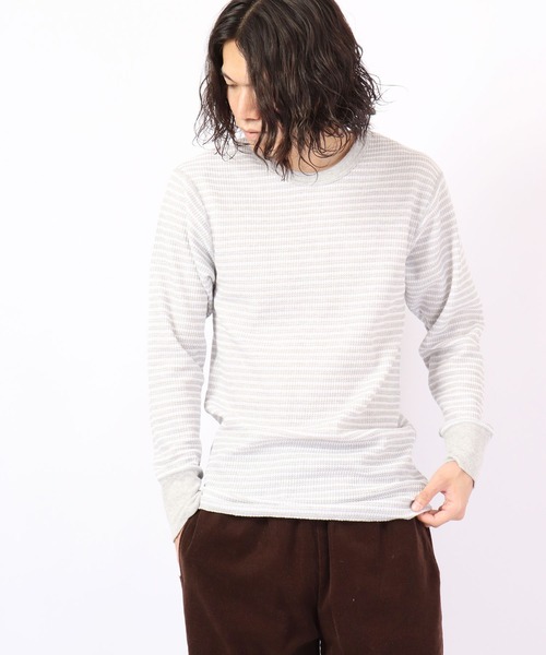 JEMORGAN(ジェーイーモーガン)の「JEMORGAN ワッフルボーダー長袖クルーネック(パック入)(Tシャツ/カットソー・メンズ・ホワイト×グリーン/杢グレー/レッド系その他/ホワイト×ネイビー/ナチュラル/チャコール・S/M/L/XL)」の16枚目の写真