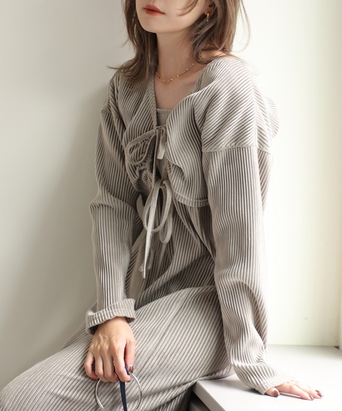 one after another NICE CLAUP（ワンアフターアナザーナイスクラップ）の「1着で着回し広がる。マルチWAYセットワンピース（ワンピース・レディース・グレイッシュベージュ/ライトピンク/ブラック/ブラウン系その他・FREE）」の4枚目の写真