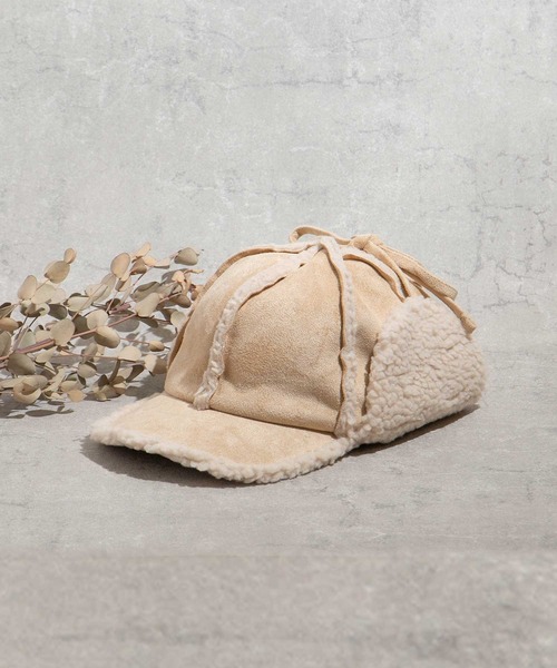 ALTROSE（アルトローズ）の「キャップ [ムートン風フライト]（キャップ・レディース・ブラック/ベージュ/ブラウン/キャメル・FREE）」の4枚目の写真