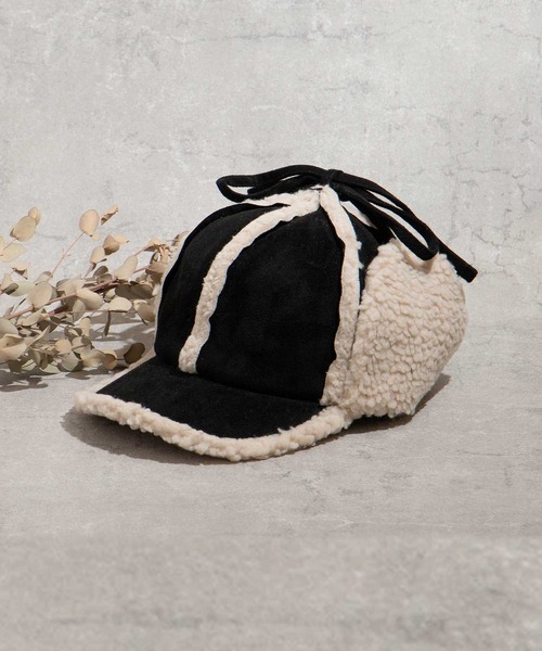 ALTROSE（アルトローズ）の「キャップ [ムートン風フライト]（キャップ・レディース・ブラック/ベージュ/ブラウン/キャメル・FREE）」の2枚目の写真