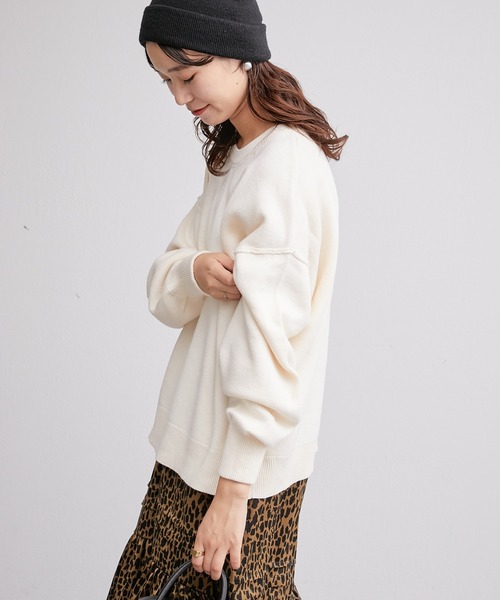 CIAOPANIC TYPY(チャオパニックティピー)の「□【新色追加】【OSORO】スウェットライクニット(ニット/セーター・レディース・グレー/ブラック/グリーン/ピンク/ホワイト系その他/イエロー/ブルー/ブラウン・ONE SIZE)」の12枚目の写真