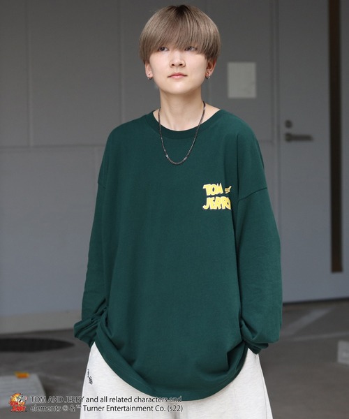 Tom&Jerry(トムアンドジェリー)の「【TOM&JERRY / トムとジェリー】バックプリント / 袖プリント ビッグシルエットロゴロンT(Tシャツ/カットソー・メンズ・グリーン/ホワイト系その他/パープル系その他/ブラック/ホワイト/グレー系その他・L/M)」の12枚目の写真