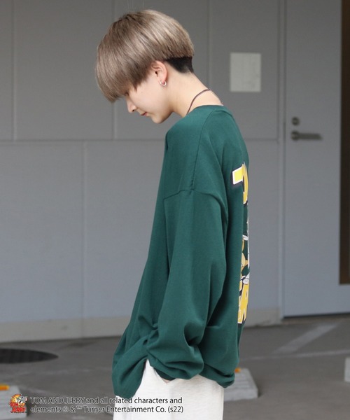 Tom&Jerry(トムアンドジェリー)の「【TOM&JERRY / トムとジェリー】バックプリント / 袖プリント ビッグシルエットロゴロンT(Tシャツ/カットソー・メンズ・グリーン/ホワイト系その他/パープル系その他/ブラック/ホワイト/グレー系その他・L/M)」の13枚目の写真