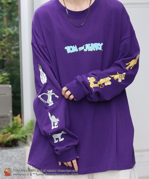 Tom&Jerry(トムアンドジェリー)の「【TOM&JERRY / トムとジェリー】バックプリント / 袖プリント ビッグシルエットロゴロンT(Tシャツ/カットソー・メンズ・グリーン/ホワイト系その他/パープル系その他/ブラック/ホワイト/グレー系その他・L/M)」の17枚目の写真
