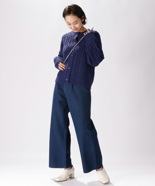 niko and...（ニコアンド）の「洗えるビタミンカラーケーブルカーディガンプルオーバー（ニット/セーター・レディース・アイボリー/グリーン/ネイビー/イエロー・LARGE/MEDIUM）」の9枚目の写真