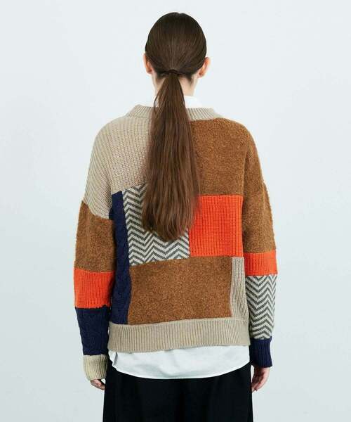 FRAPBOIS(フラボア)の「パッチゲージニット(ニット/セーター・レディース・ブラック/ベージュ・1/2)」の4枚目の写真