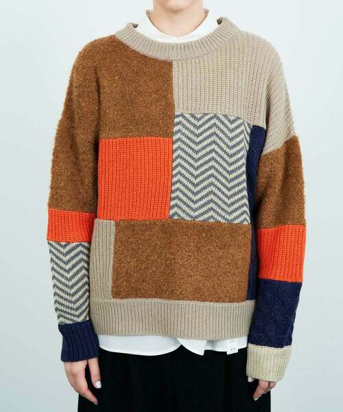 FRAPBOIS(フラボア)の「パッチゲージニット(ニット/セーター・レディース・ブラック/ベージュ・1/2)」の5枚目の写真