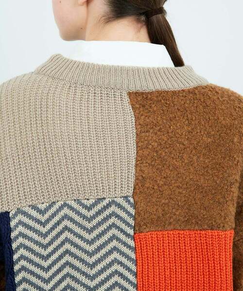 FRAPBOIS(フラボア)の「パッチゲージニット(ニット/セーター・レディース・ブラック/ベージュ・1/2)」の7枚目の写真