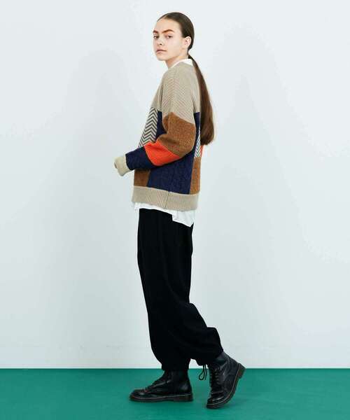 FRAPBOIS(フラボア)の「パッチゲージニット(ニット/セーター・レディース・ブラック/ベージュ・1/2)」の13枚目の写真