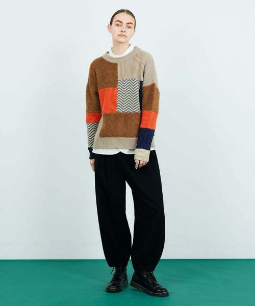 FRAPBOIS(フラボア)の「パッチゲージニット(ニット/セーター・レディース・ブラック/ベージュ・1/2)」の14枚目の写真