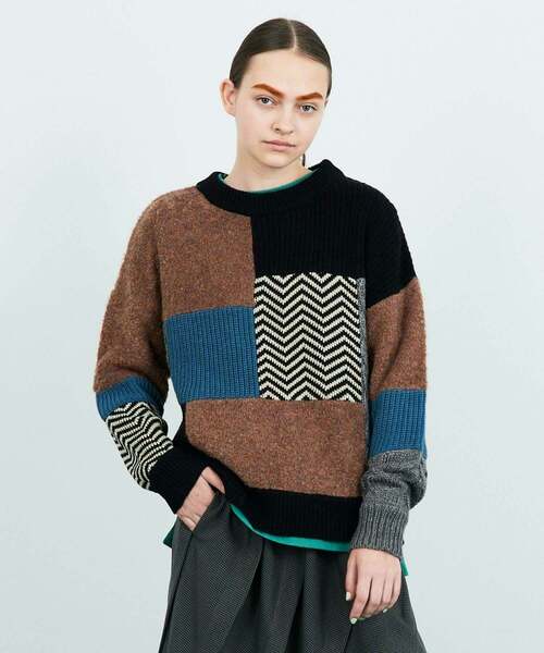 FRAPBOIS(フラボア)の「パッチゲージニット(ニット/セーター・レディース・ブラック/ベージュ・1/2)」の18枚目の写真