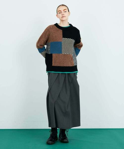 FRAPBOIS(フラボア)の「パッチゲージニット(ニット/セーター・レディース・ブラック/ベージュ・1/2)」の21枚目の写真