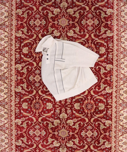 elephant TRIBAL fabrics(エレファントトライバルファブリックス)の「elephant TRIBAL fabrics Grandfather knit polo(ポロシャツ・メンズ・ホワイト/ブラック/ベージュ・FREE)」の3枚目の写真