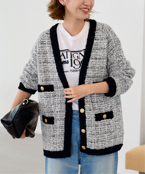 FRAMeWORK(フレームワーク)の「≪追加≫TWEEDニットカーディガン2(カーディガン/ボレロ・レディース・ホワイト/ネイビー・FREE)」の7枚目の写真