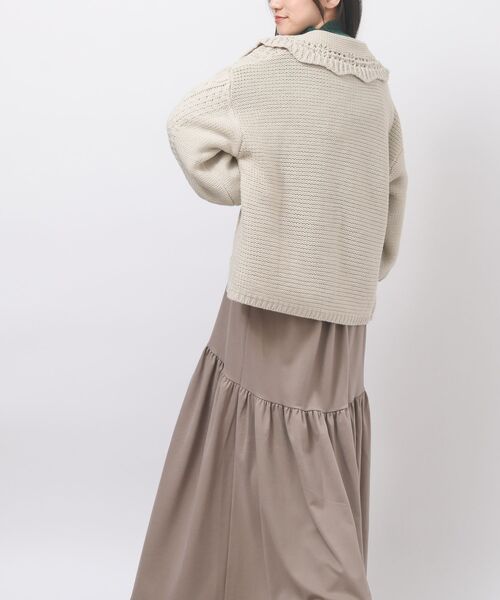 rps(アールピーエス)の「衿付きケーブルニットカーディガン(カーディガン/ボレロ・レディース・ベージュ系その他/パープル/カーキ/ベージュ/グリーン/アイボリー・フリー)」の9枚目の写真