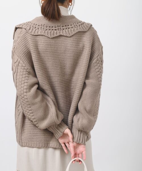 rps(アールピーエス)の「衿付きケーブルニットカーディガン(カーディガン/ボレロ・レディース・ベージュ系その他/パープル/カーキ/ベージュ/グリーン/アイボリー・フリー)」の19枚目の写真