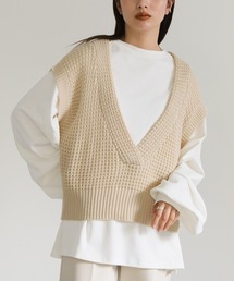 select MOCA | 2023 SS ワッフル編みVネックニットベスト(ベスト)