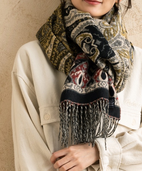 セール】ペイズリー柄 大判ストールマフラー（マフラー）｜QUEENHEAD