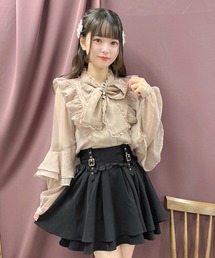 ラッフルスリーブドビードットブラウス