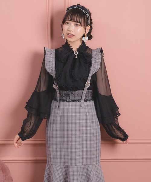 ROJITA(ロジータ)の「ラッフルスリーブドビードットブラウス(シャツ/ブラウス・レディース・ホワイト/ブラック/ピンク・FREE)」の1枚目の写真