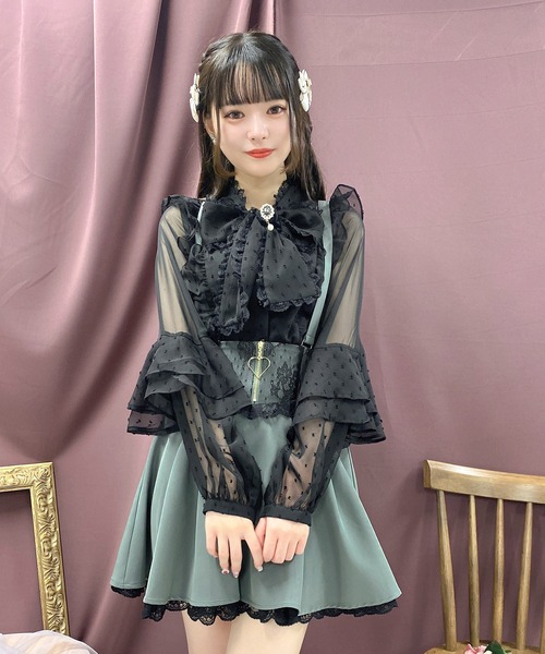ROJITA(ロジータ)の「ラッフルスリーブドビードットブラウス(シャツ/ブラウス・レディース・ホワイト/ブラック/ピンク・FREE)」の5枚目の写真