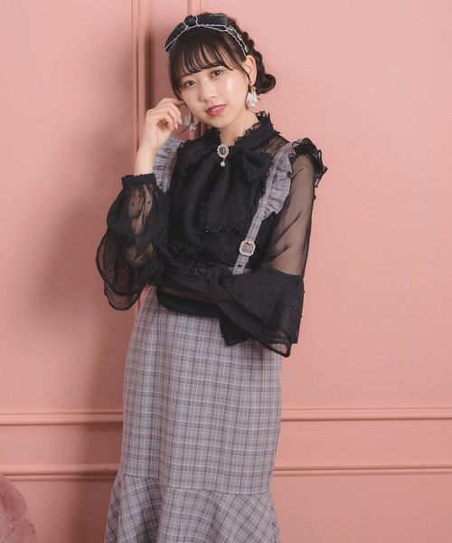 ROJITA(ロジータ)の「ラッフルスリーブドビードットブラウス(シャツ/ブラウス・レディース・ホワイト/ブラック/ピンク・FREE)」の4枚目の写真