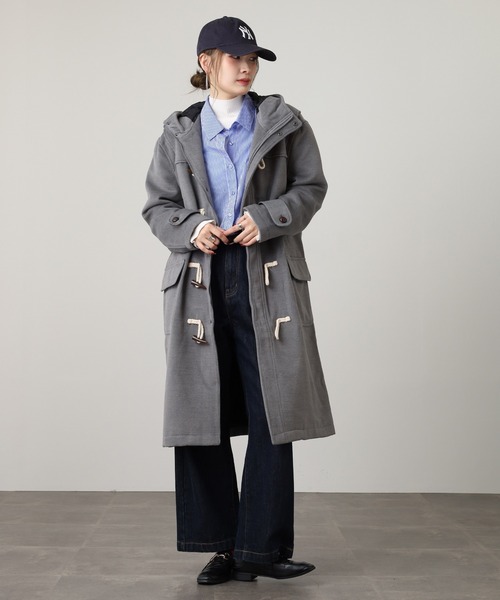 MORABITO 】美品 グレー ダッフルコート フード付き クリーニング済み