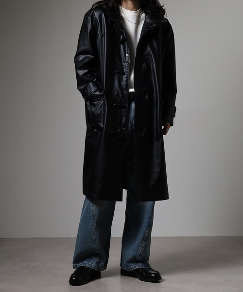 激レア！ ダッフルコート ブラック ウール・レザー 激レア！ ダッフルコート ブラック ウール・レザー RUIRUE BOUTIQUE