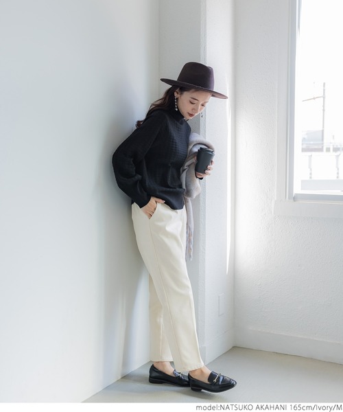 coca(coca)(コカ)の「裏フリース超極暖ストレットテーパードパンツ(スラックス・レディース・ベージュ/ピンク/アイボリー/ブラック・S/M/L)」の6枚目の写真