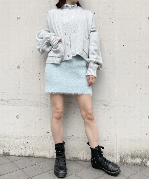 lilLilly（リルリリー）の「パステルカラーパフカーディガン（カーディガン/ボレロ・レディース・ブルー/ホワイト/ピンク・FREE）」の3枚目の写真