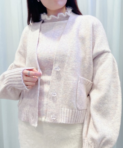 lilLilly（リルリリー）の「パステルカラーパフカーディガン（カーディガン/ボレロ・レディース・ブルー/ホワイト/ピンク・FREE）」の14枚目の写真