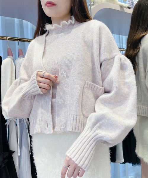 lilLilly（リルリリー）の「パステルカラーパフカーディガン（カーディガン/ボレロ・レディース・ブルー/ホワイト/ピンク・FREE）」の18枚目の写真