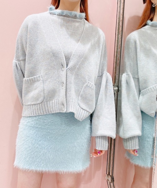 lilLilly（リルリリー）の「パステルカラーパフカーディガン（カーディガン/ボレロ・レディース・ブルー/ホワイト/ピンク・FREE）」の19枚目の写真